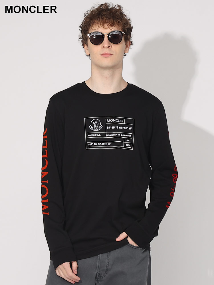 MONCLER (モンクレール) 袖ロゴ プリント クルーネック 長袖 Tシャツ