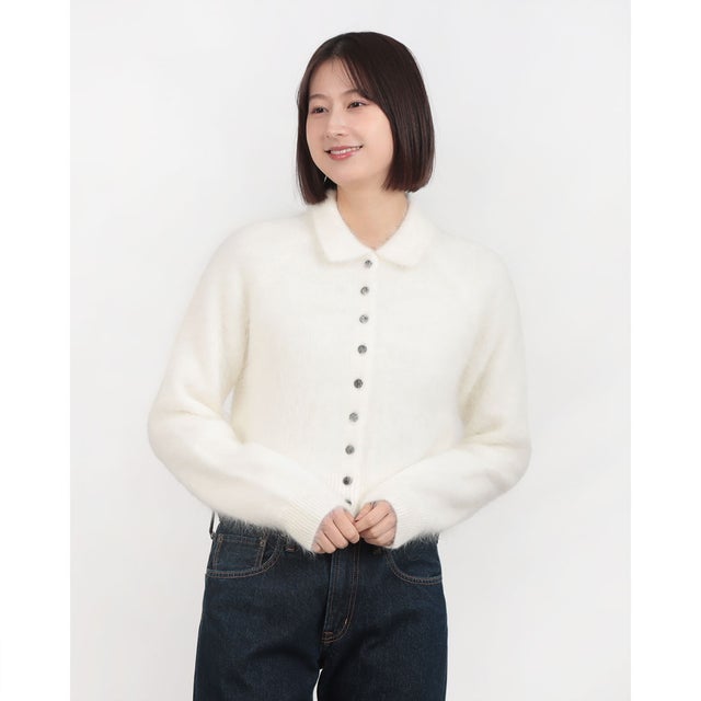 クラネ CLANE ANGORA SHORT KNIT CARDIGAN （IVORY） - ファッション