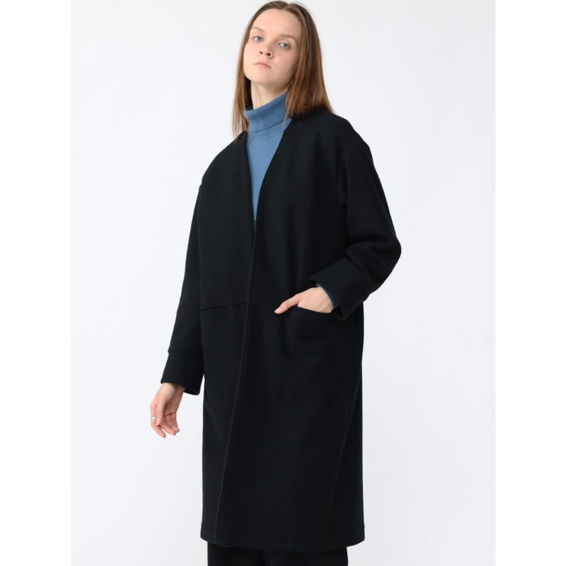 アーガ Aga Aga×NORITAKE 圧縮ウールジョーゼットノーカラーコート