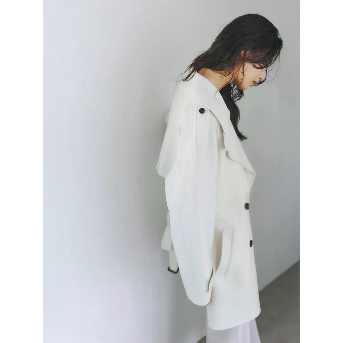 アニュアンス anuans リバーウールミドルトレンチコート （ECRU