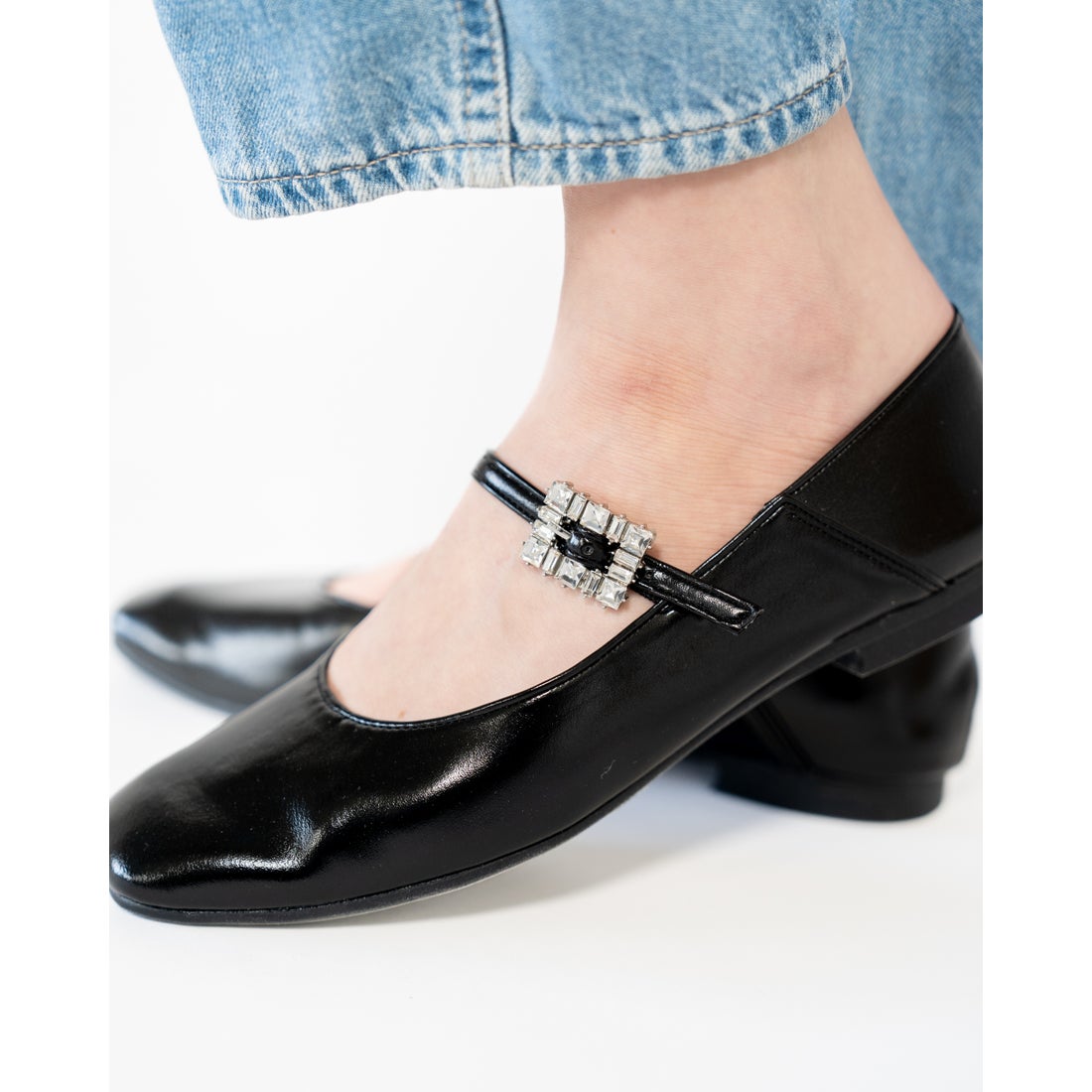 フラット ストラップ メリージェーン （ブラック マイラー） -Emma