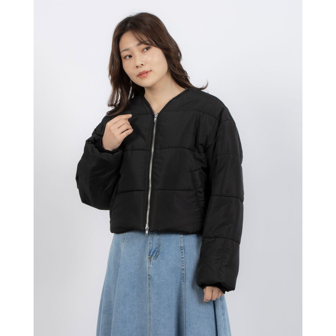 エピミエピミー epimi e'pimmy マフラー付き中綿ショートコート （BLK