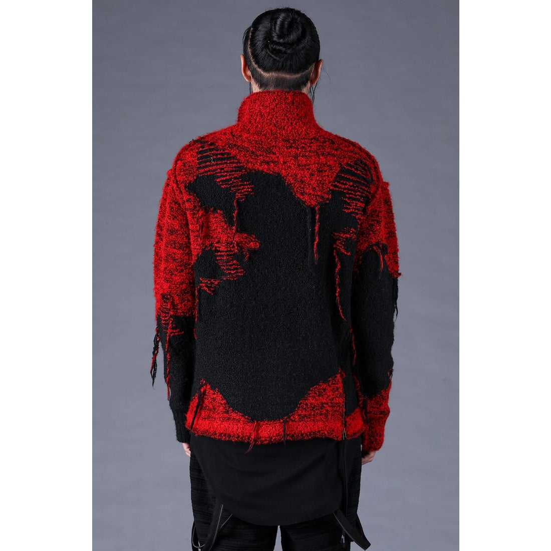 ディーハイゲン D.HYGEN Damage Intarsia Knit Pullover （Red_Black