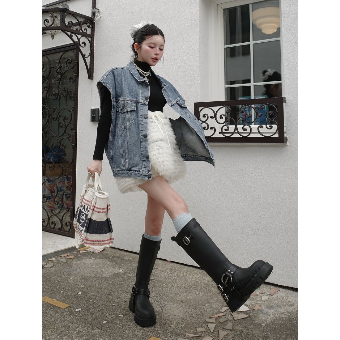 ダーリッチ Darich ハーネスラバーブーツ （ブラック） - ファッション