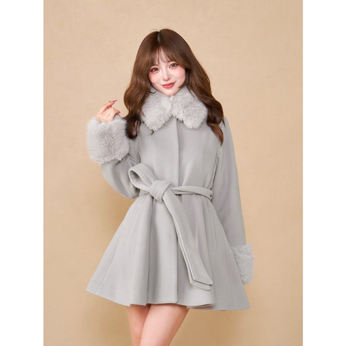 ダーリッチ Darich ウエストベルトメルトンコート （グレー） -靴