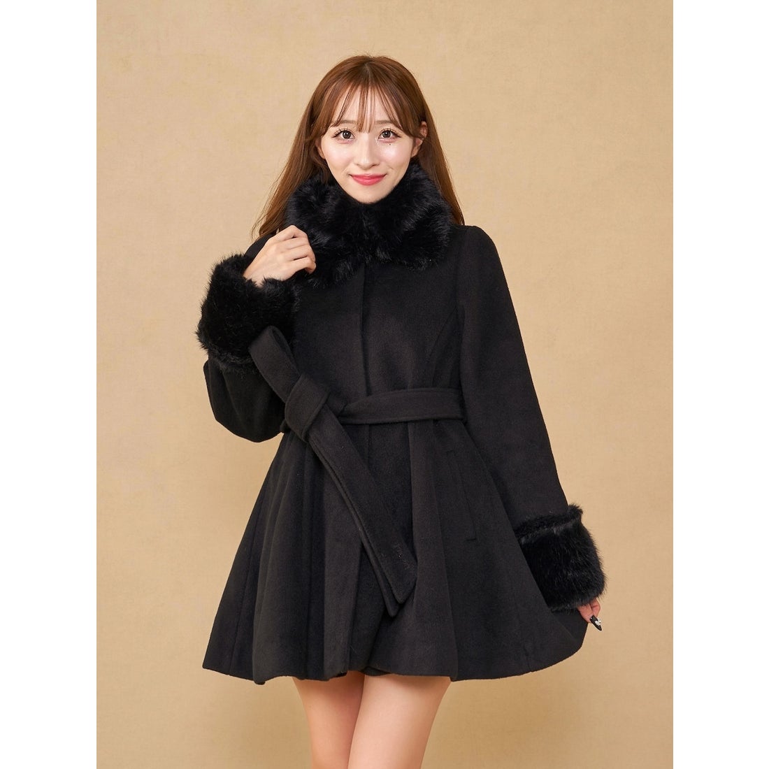 ダーリッチ Darich ウエストベルトメルトンコート （ブラック） -靴