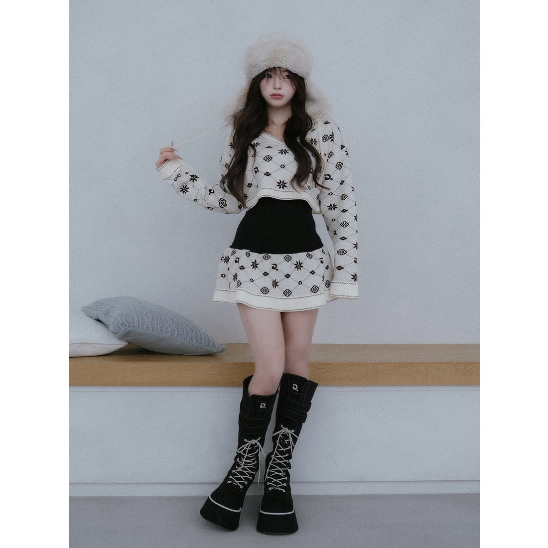 ダーリッチ Darich アンサンブルスノーロゴニットミニワンピース