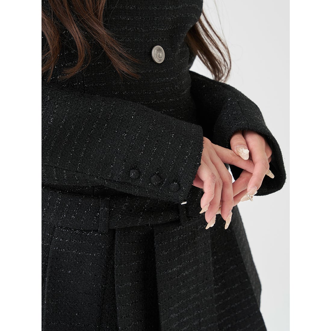 ダーリッチ Darich ボックスプリーツツイードミニワンピース （ピンク