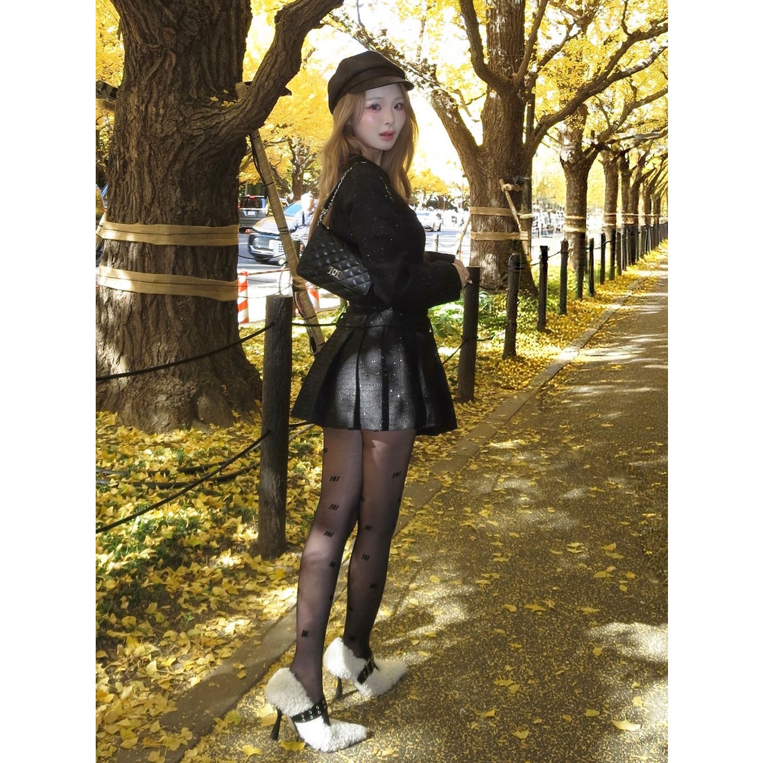 ダーリッチ Darich ボックスプリーツツイードミニワンピース （ピンク