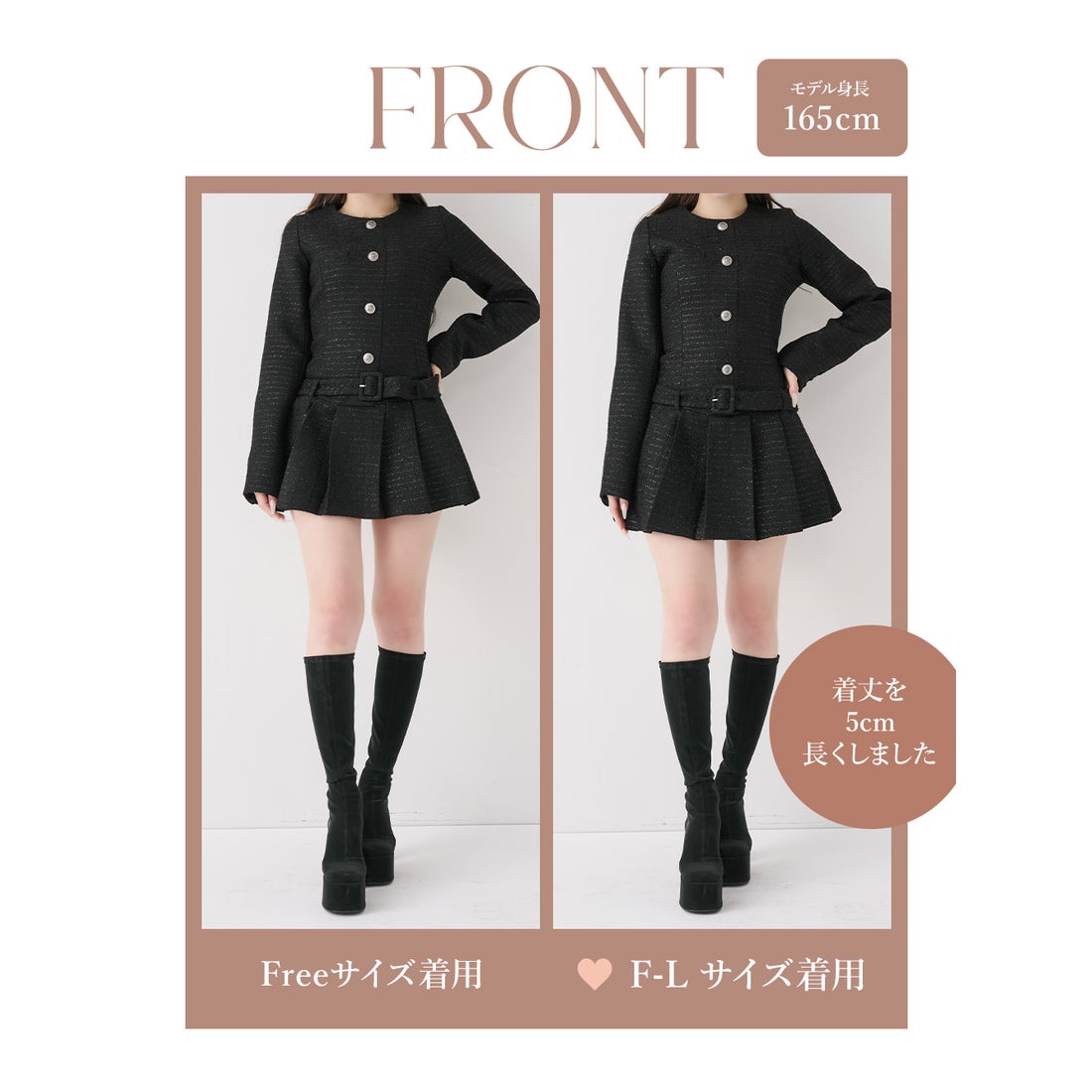 ダーリッチ Darich ボックスプリーツツイードミニワンピース