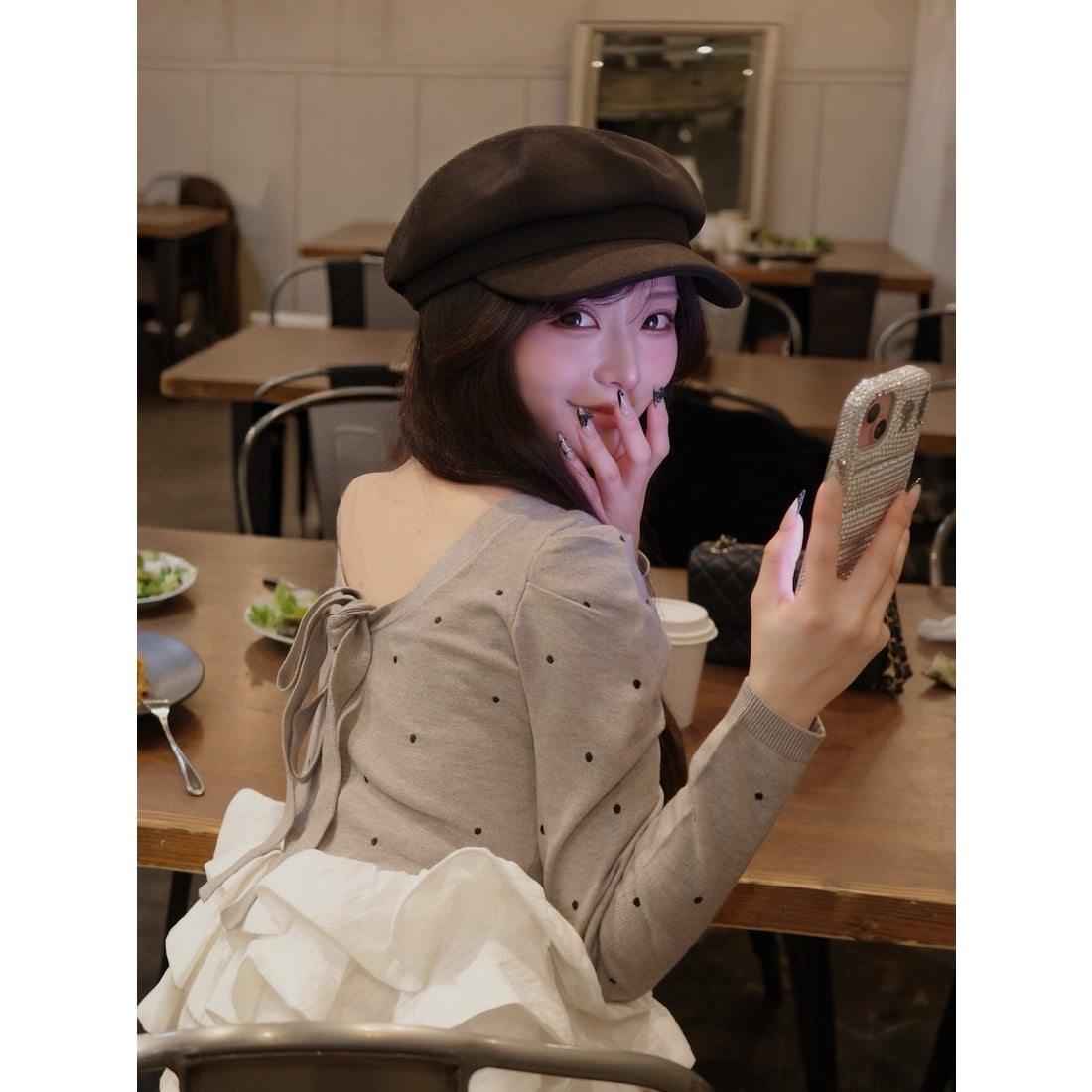 ダーリッチ Darich ボリュームフレアニットチュニック （ブラック