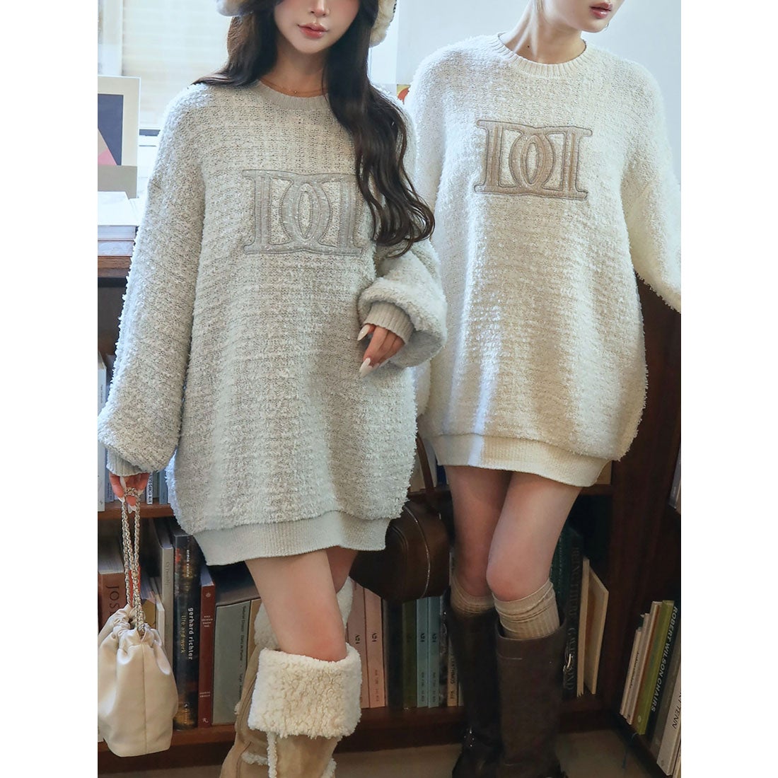 ダーリッチ Darich DDロゴツイードニットプルオーバー （ホワイト