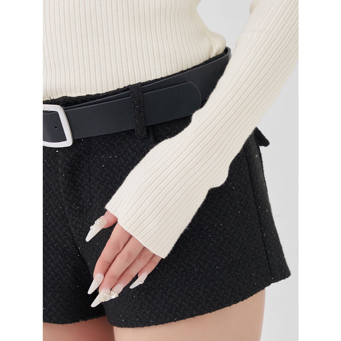 ダーリッチ Darich リボンビジューアメスリニットトップス （ピンク