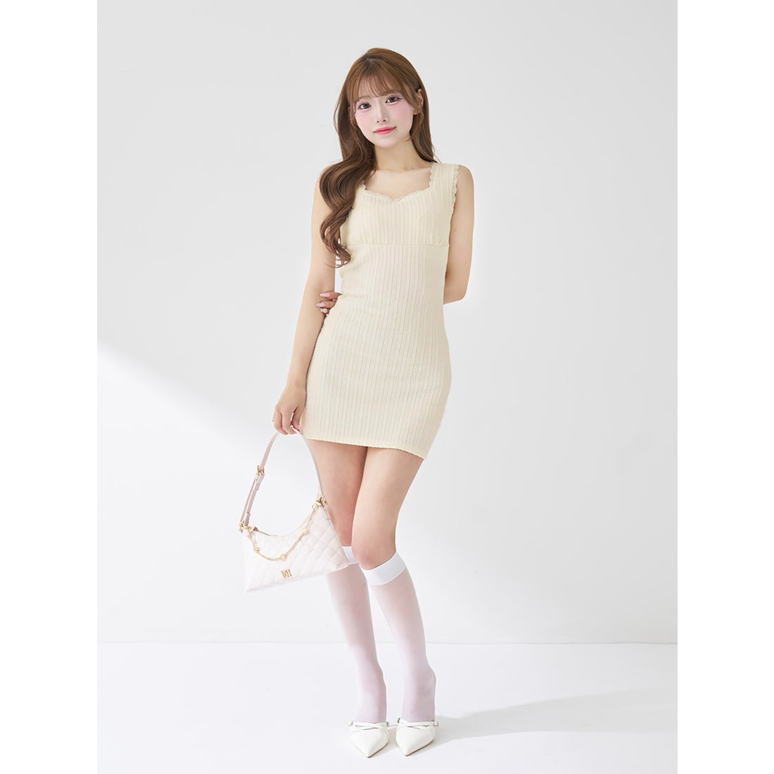 ダーリッチ Darich ケーブルニットソーセットミニワンピース （ピンク