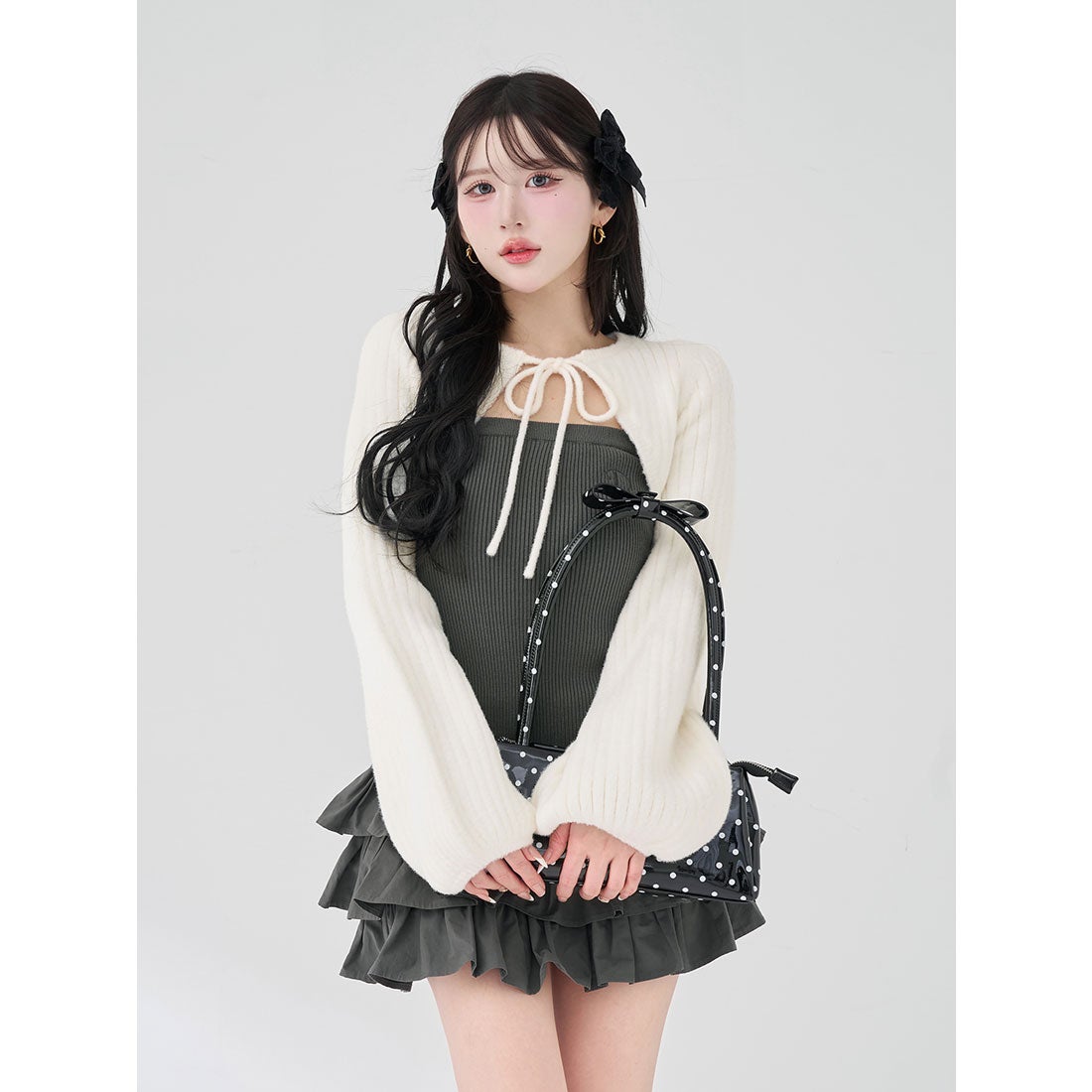 ダーリッチ Darich ティアードフリルミニワンピース （グレー