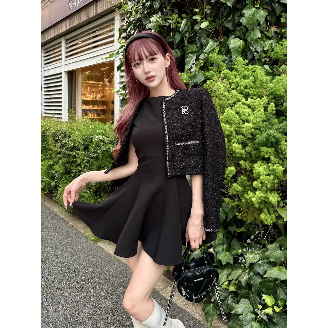 ダーリッチ Darich スパンコールツイードジャケット （ブラック