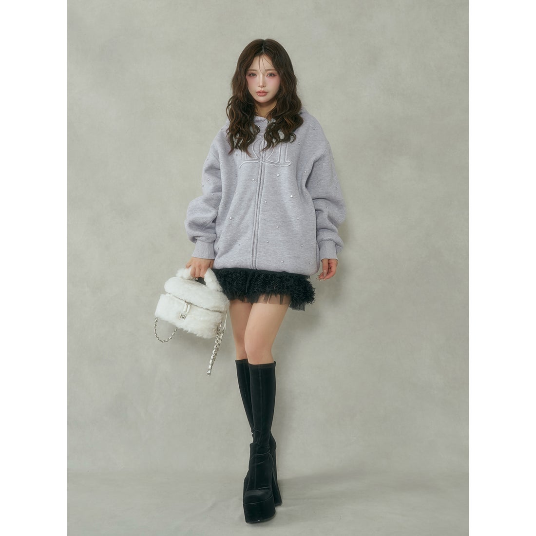 ダーリッチ Darich DDロゴビジュージップパーカー （グレー