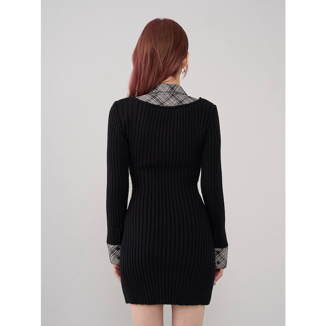 ダーリッチ Darich レイヤードライクニットミニワンピース （ブラック