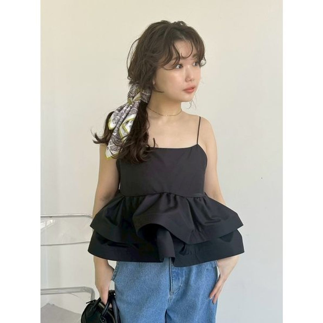 フレイ アイディー FRAY I.D ラッフルヘムデザインキャミソール （BLK