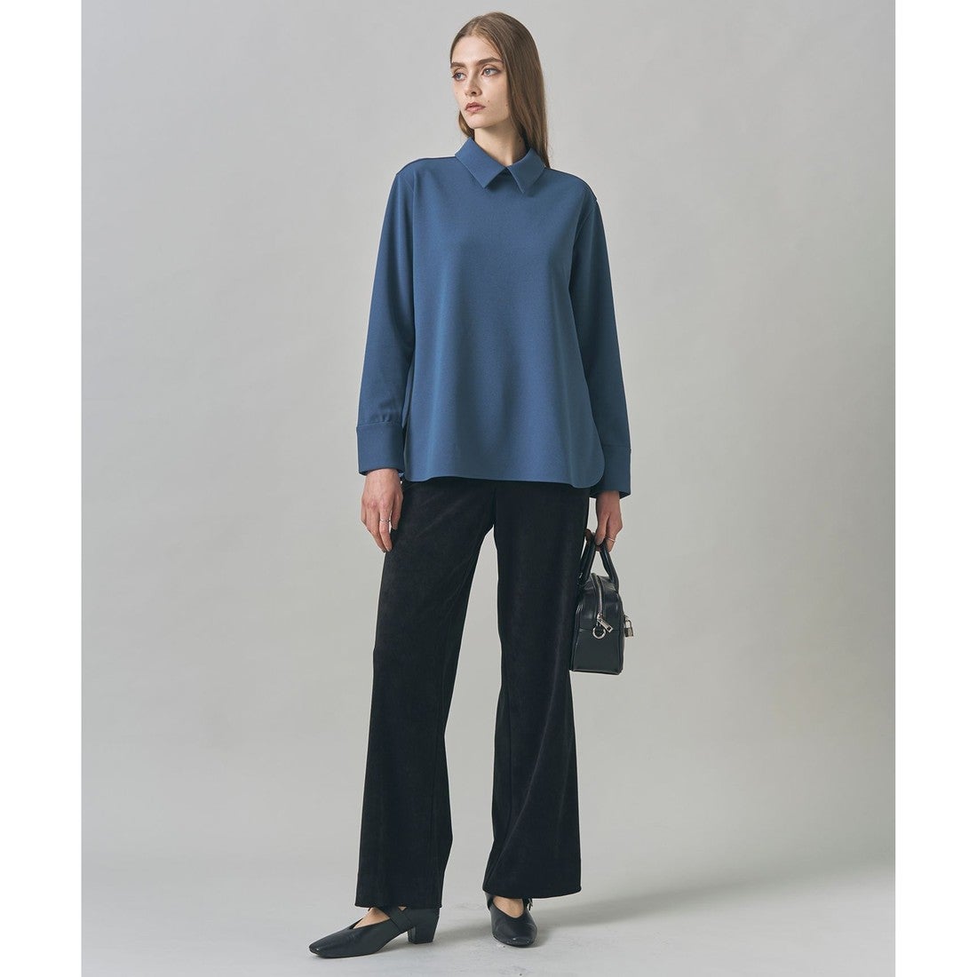 ICB 【洗える】マラボーテWジョーゼット ボウタイ付きシャツカラー