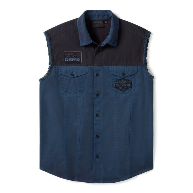 バー＆シールドレザーベスト （ハーレーブラック） -ハーレー