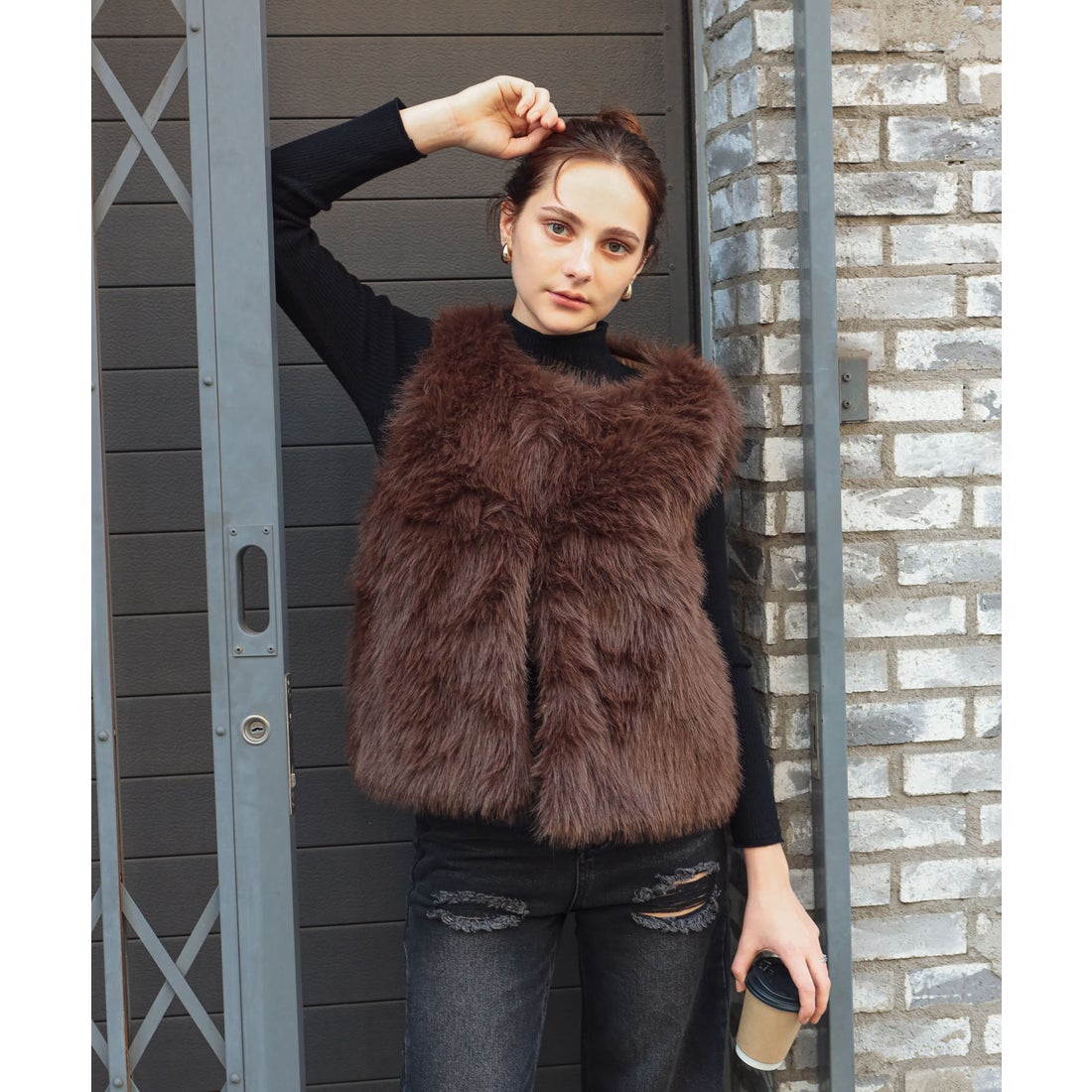 ミージェーン me Jane ファーベスト （ブラウン） - ファッション通販