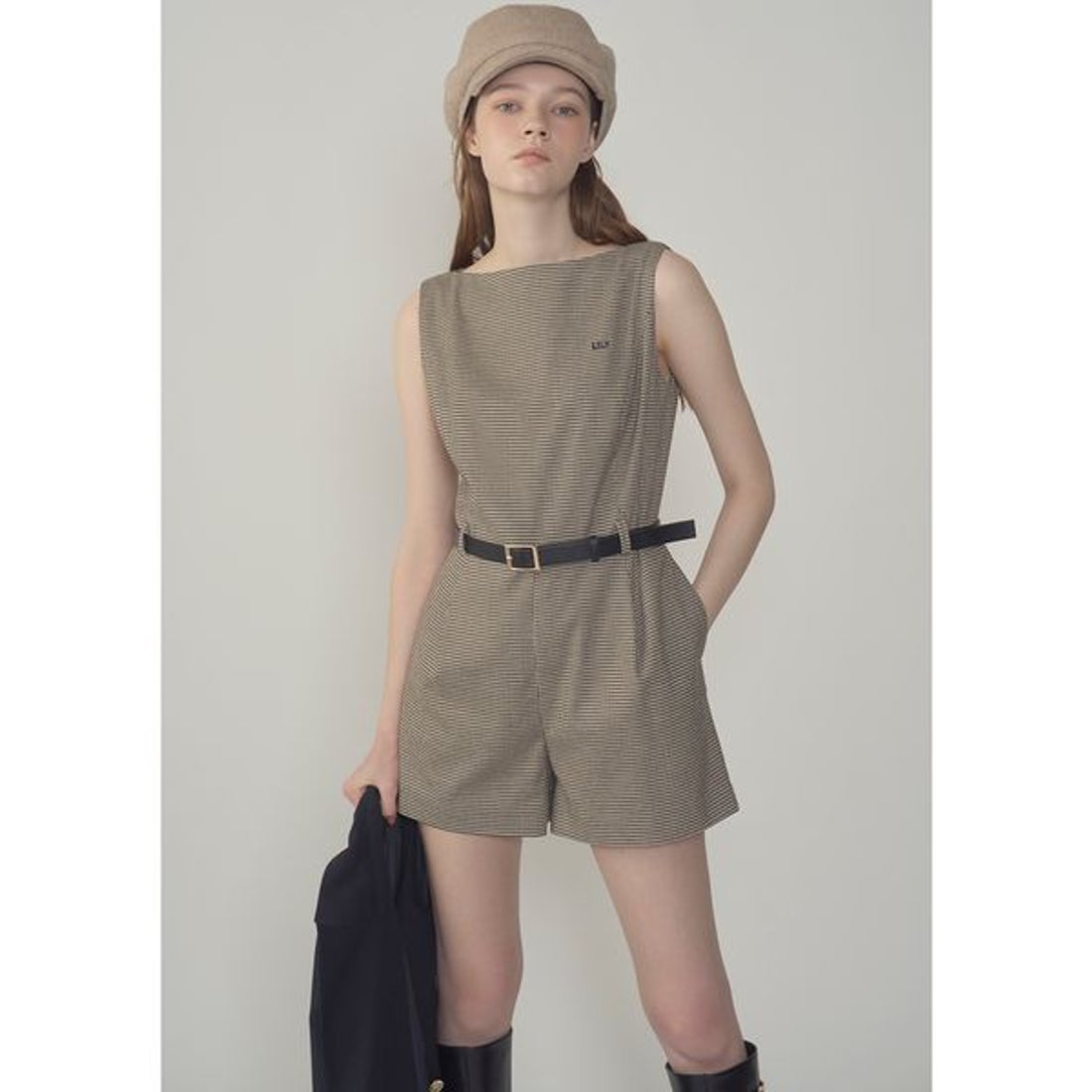 リリーブラウン LILY BROWN ベルト付きミニロンパース （GRY