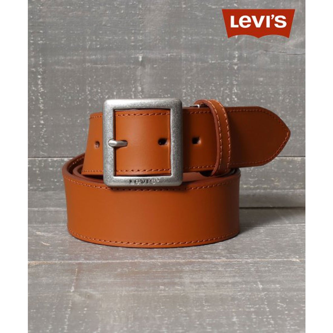 LEVI'S 35mm幅 シルバーバックル 本革 ベルト レザーベルト メンズ