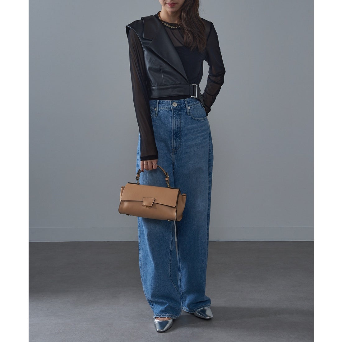 ロリステッラ LORISTELLA レザーフラップ2WAYハンドバッグ ショルダー