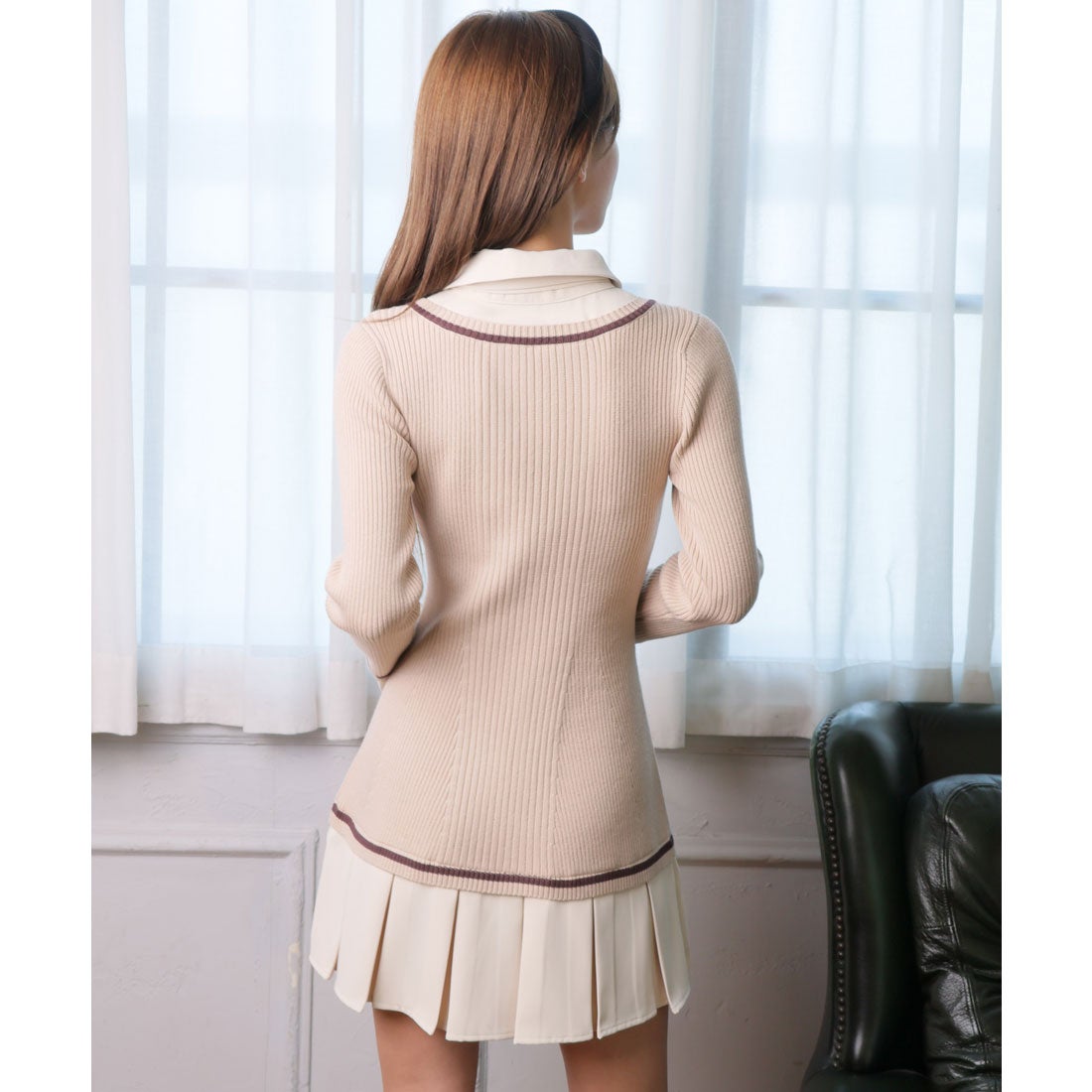 リップサービス LIP SERVICE シャツドッキングプリーツワンピース