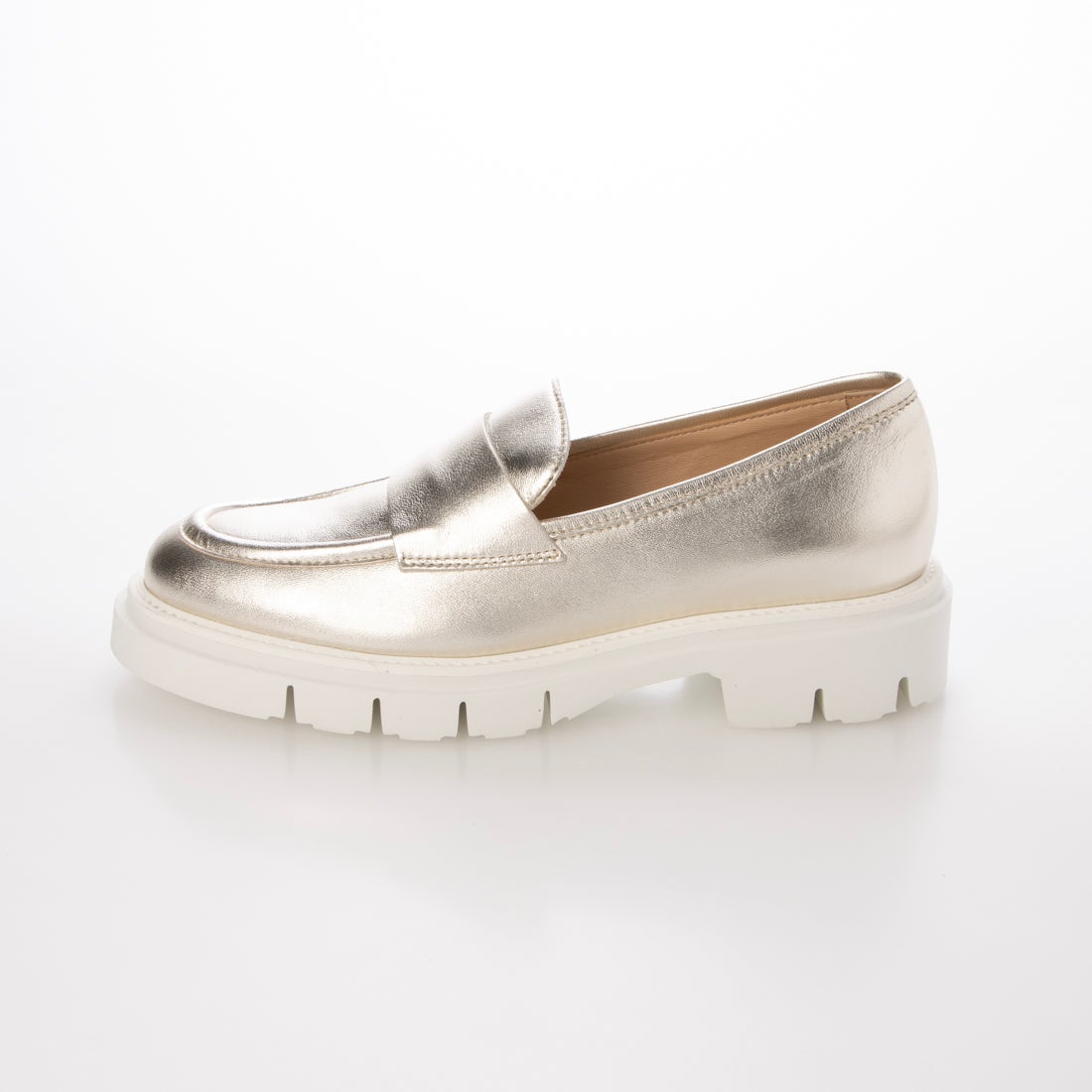 ルカ グロッシ Luca Grossi 厚底コインローファー （シルバー