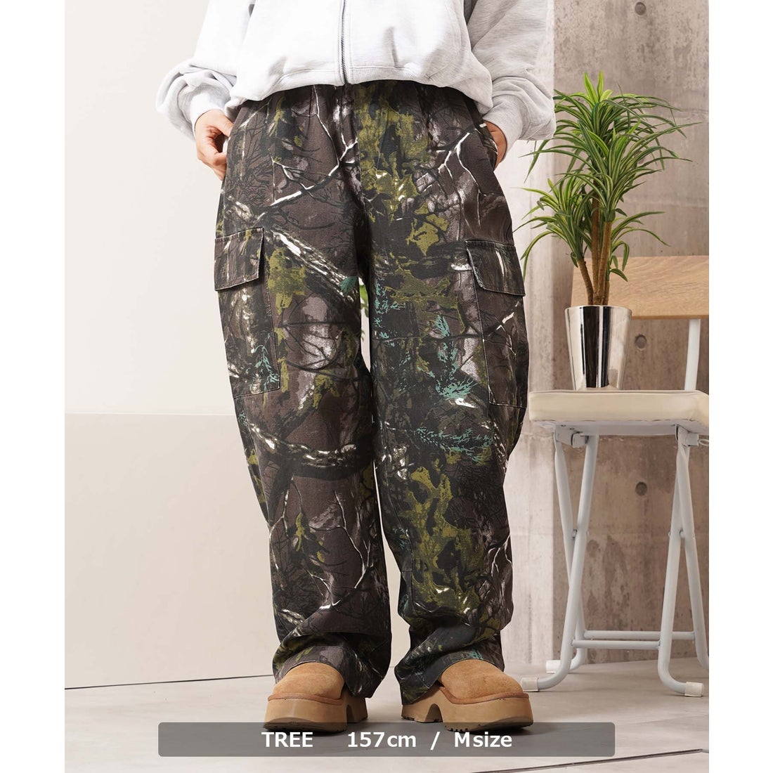 ワンフォークロージング 1111clothing バイオウォッシュ 迷彩ワイド