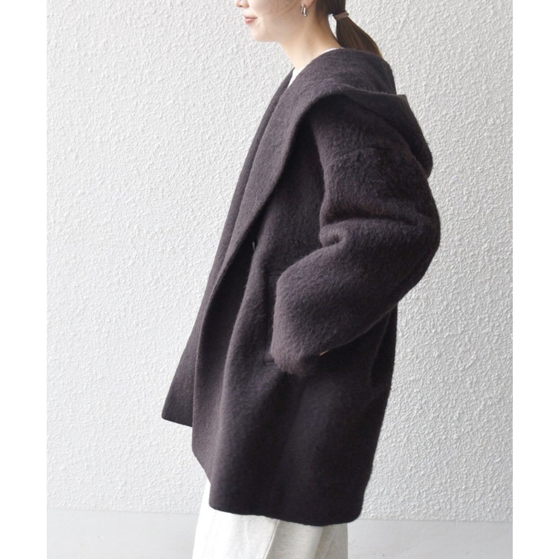 シップス エニィ SHIPS any SHIPS any: シャギー フーディー ガウン