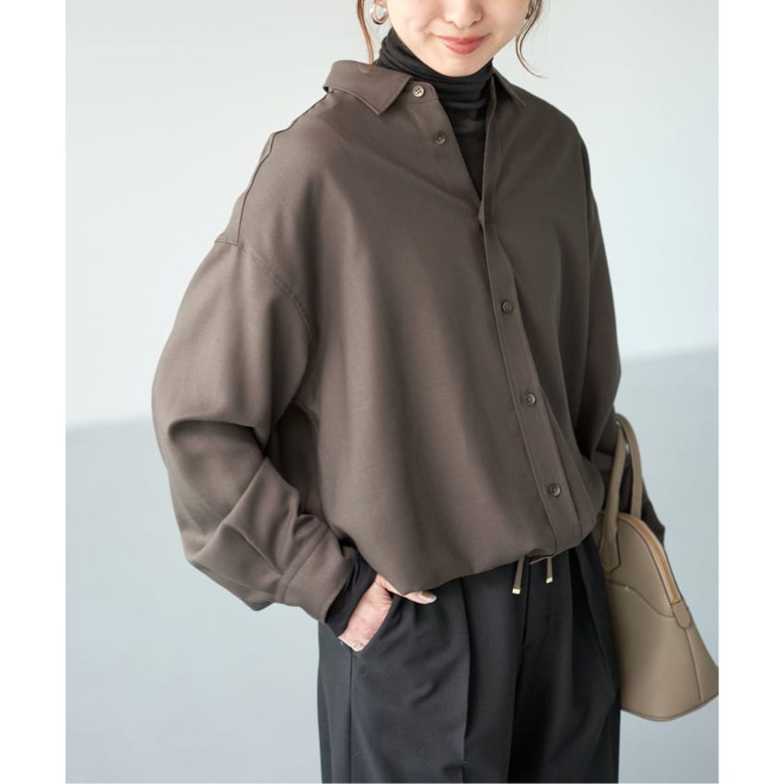 スピック＆スパン Spick & Span ウールライクヘムギャザーシャツ