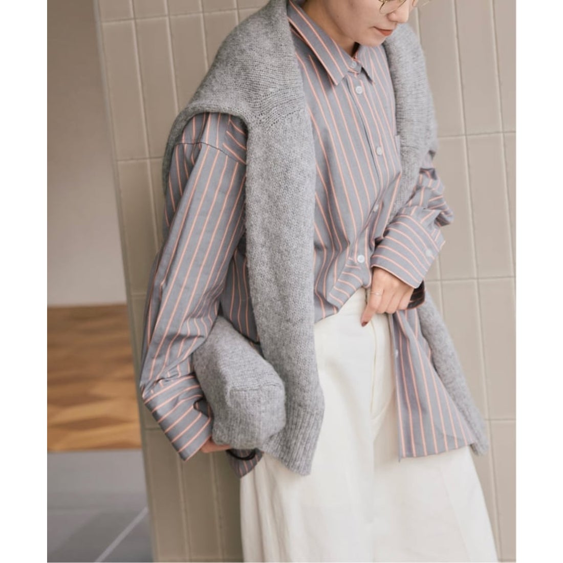 スピック＆スパン Spick & Span a&m マルチストライプシャツ