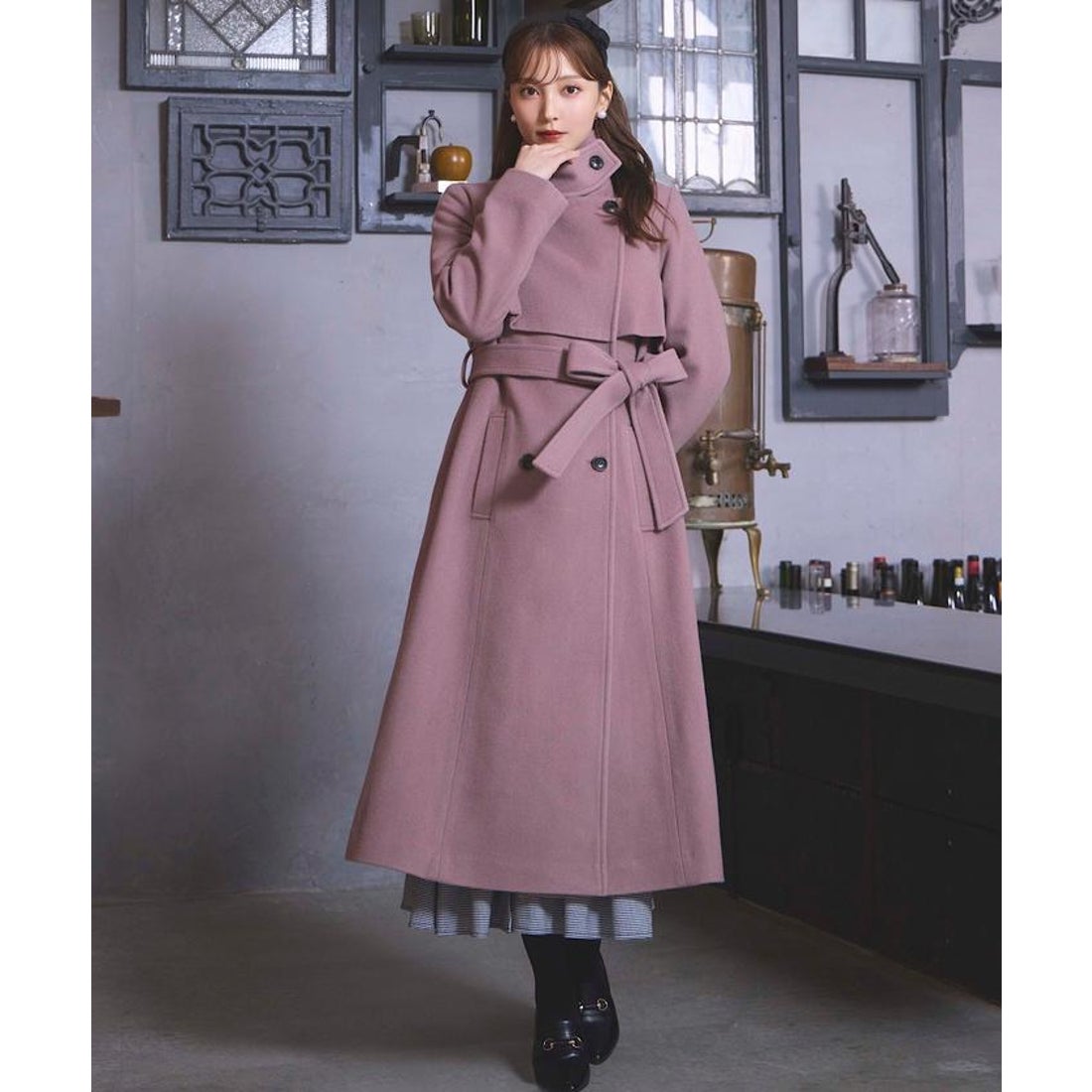 スウィングル SWINGLE Super100'sウールビーバースタンドカラーコート