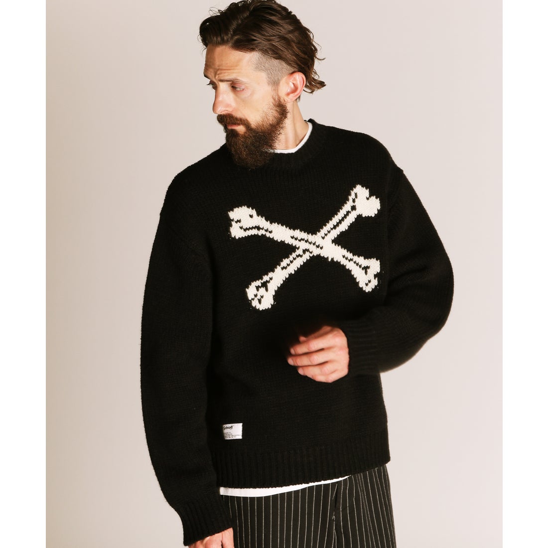 ショット Schott CROSS BONE KNIT （ブラック） - ファッション通販