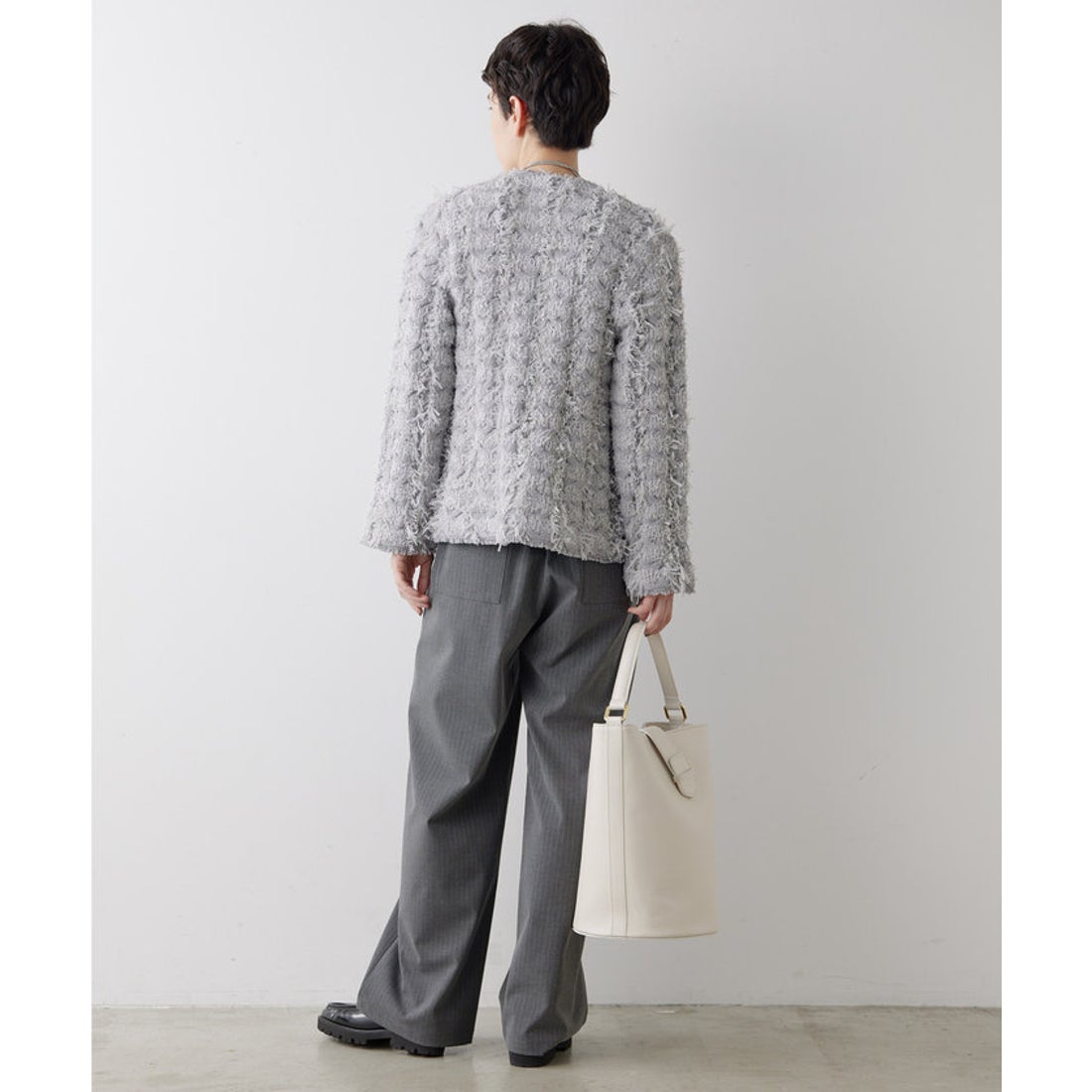 ウィムガゼット Whim Gazette ツィードカーディガン （black