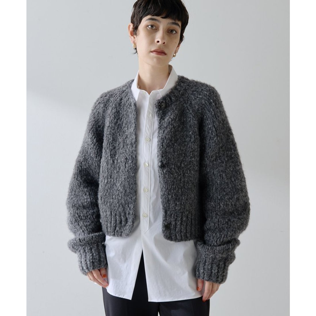 ウィムガゼット Whim Gazette ハンドニットカーディガン （pink） -靴