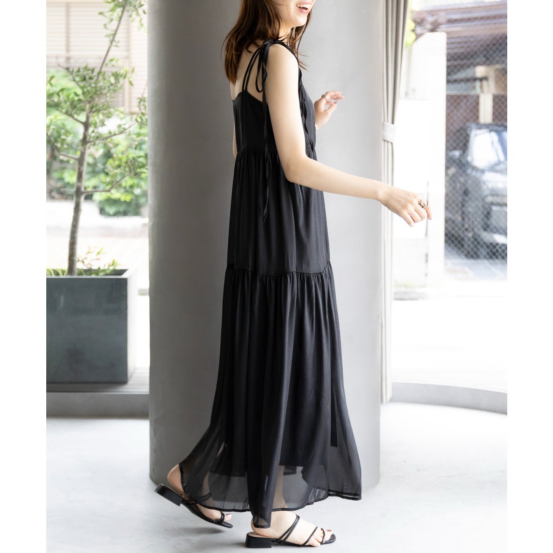 MAISON BREEZE 【SETUP7】キャミリボン フレア シースルー ロング