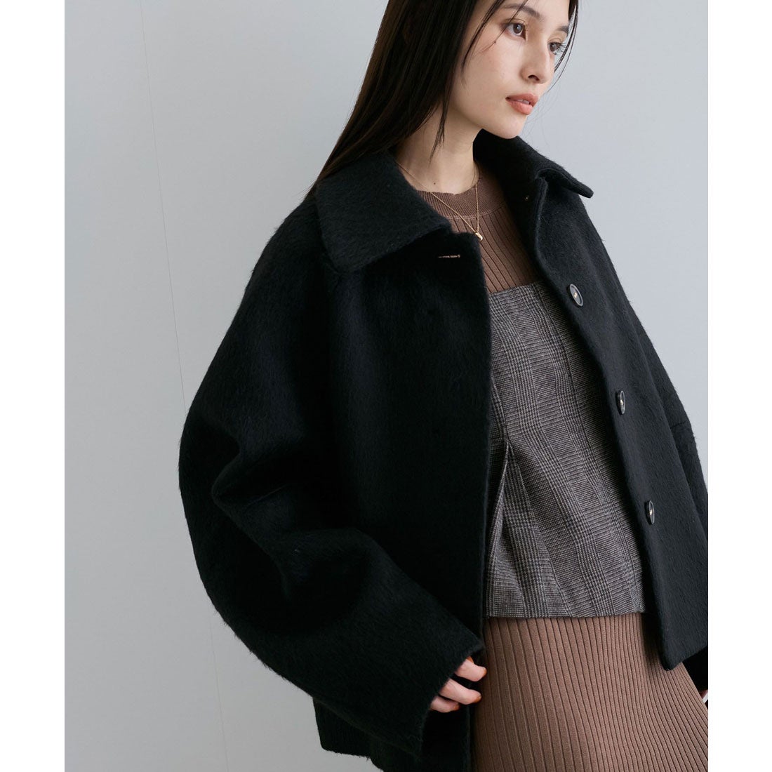 ビス VIS シャギーオーバーライズショートコート （ブラック（01