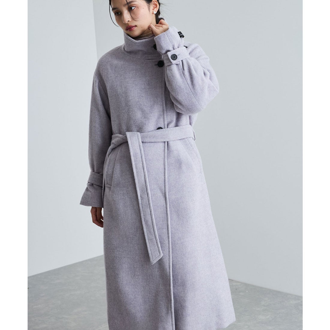 ビス VIS 【静電気防止】【2WAY】ウール混シャギーロングコート