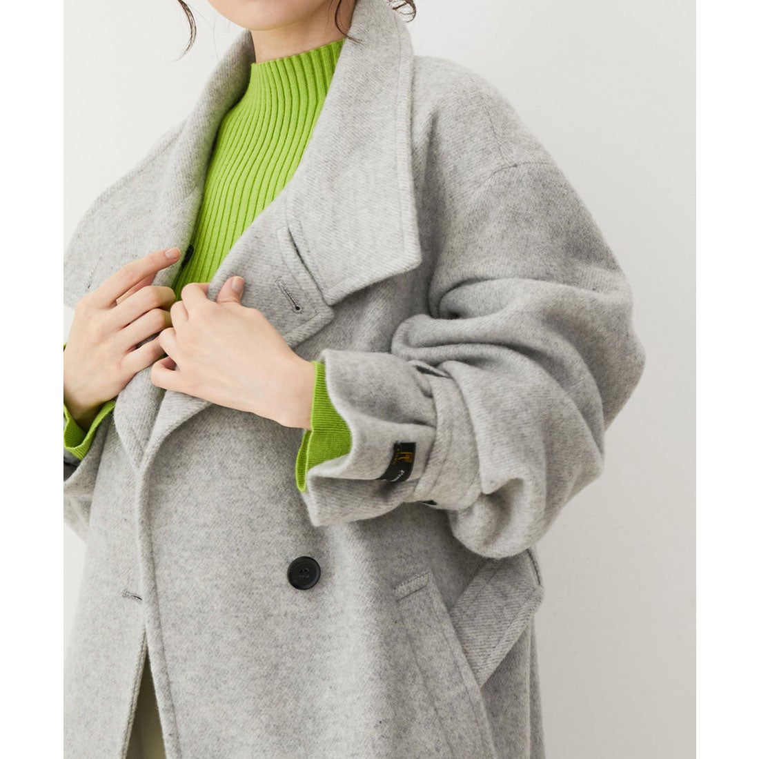 ビス VIS 【静電気防止】【2WAY】ウール混シャギーロングコート