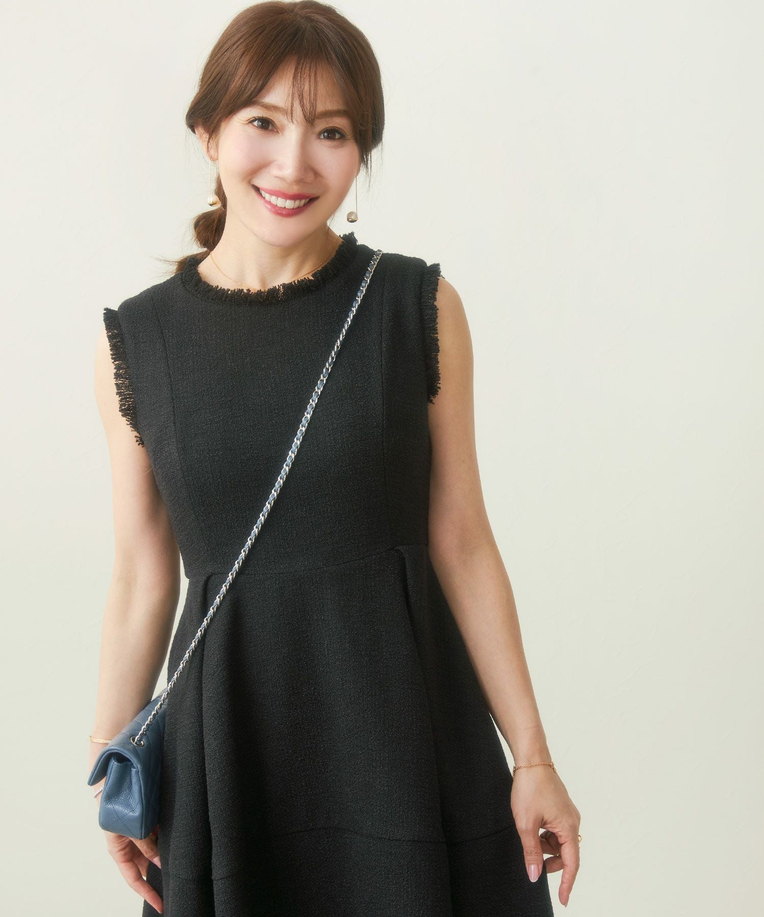 TIME-SALE ツイード フリンジ ワンピース Liala×PG 全2色｜lpg341-1833