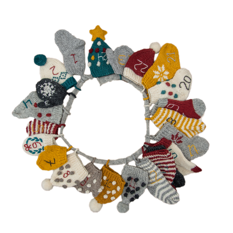Handmade Multicolor Wool Advent Calendar | Handcrafted Wool Decor