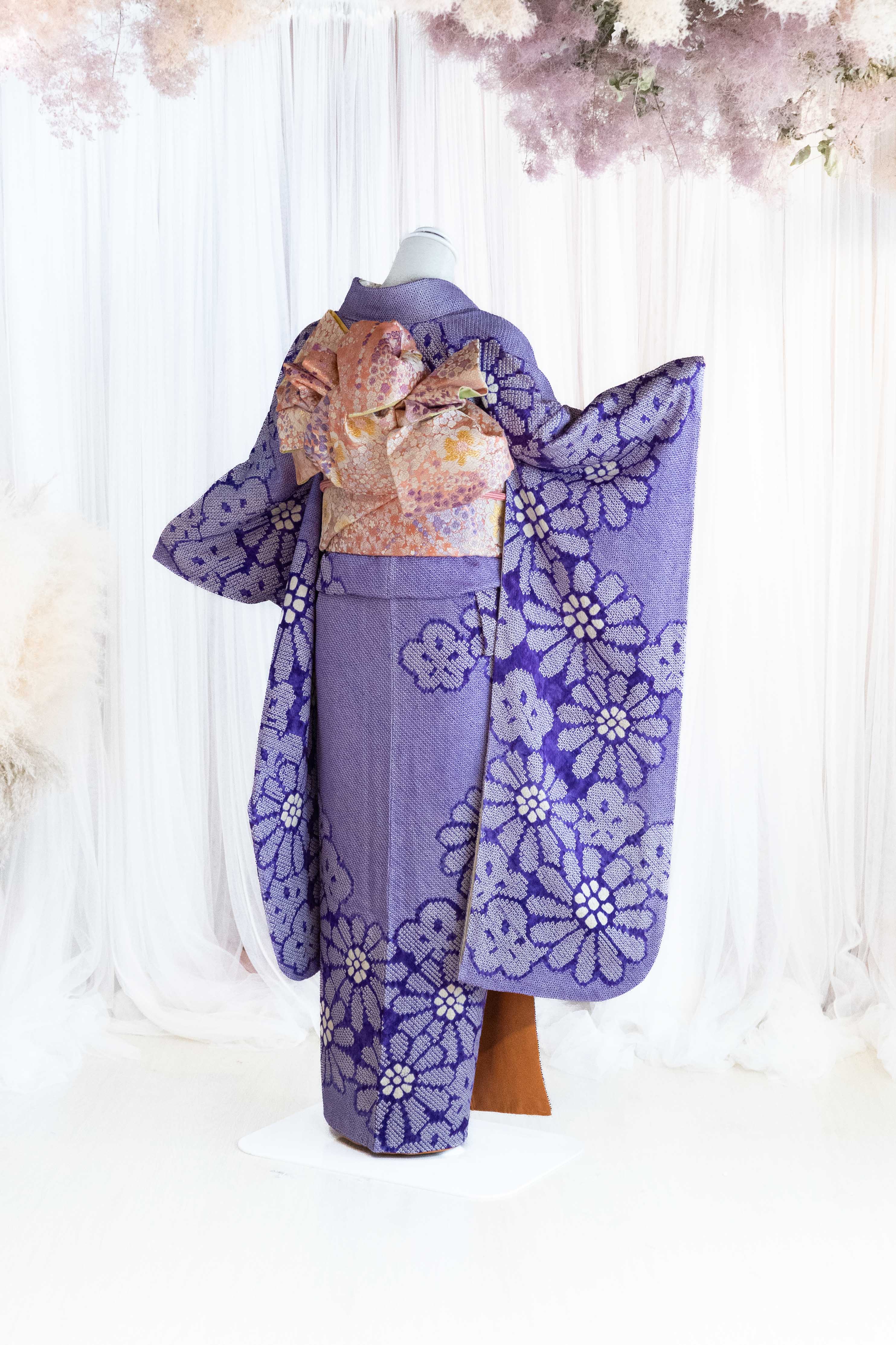 本紫に総花絞り｜京都の成人式振袖・卒業式袴レンタル シュハリスキョウト