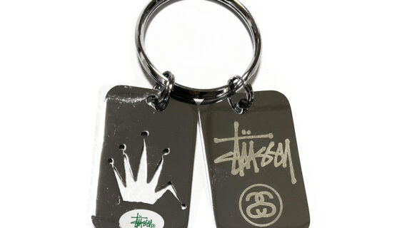 Stussy Dog Tag Keychain XXV Anniversary Silver