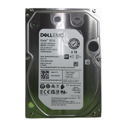Dell 8TB 7.2K RPM SAS ISE 12Gbps 512e 3.5インチ ハード ハード