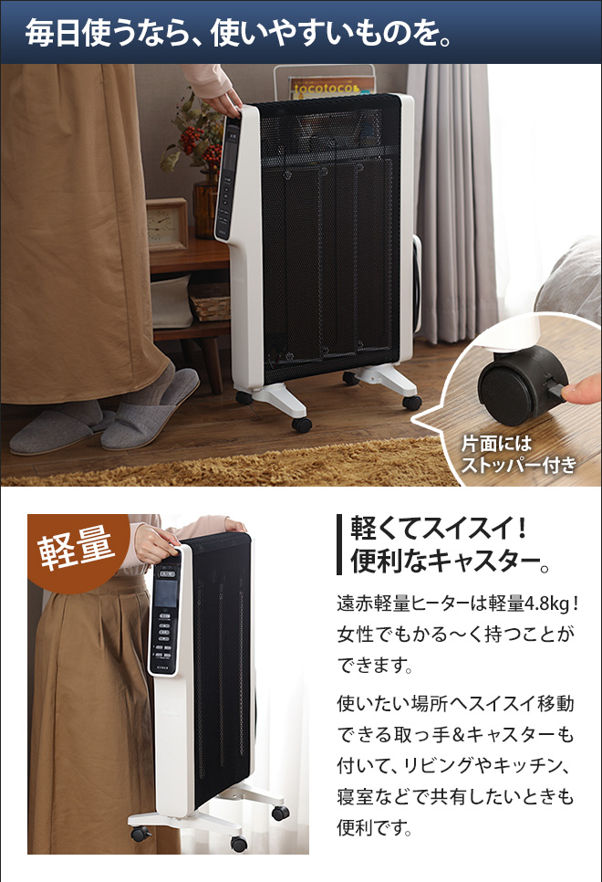 パネルヒーター siroca 遠赤軽量ヒーター かるポカ SN-M251-W