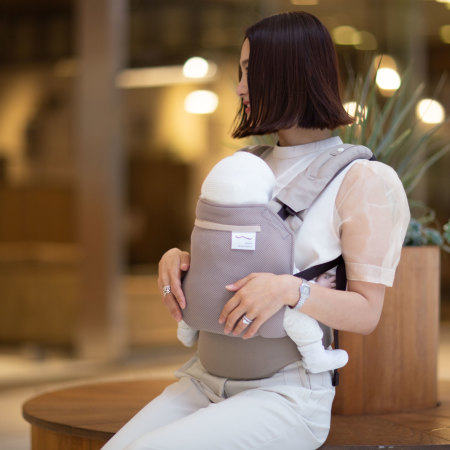 Mesh-LatteBeige|おしゃれで機能的な抱っこ紐・おんぶ紐[sun&beach